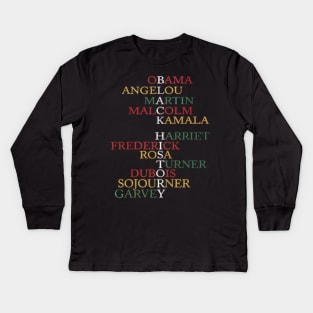 Womens Black History Month Apparel Powerful Leaders Kids Long Sleeve T-Shirt